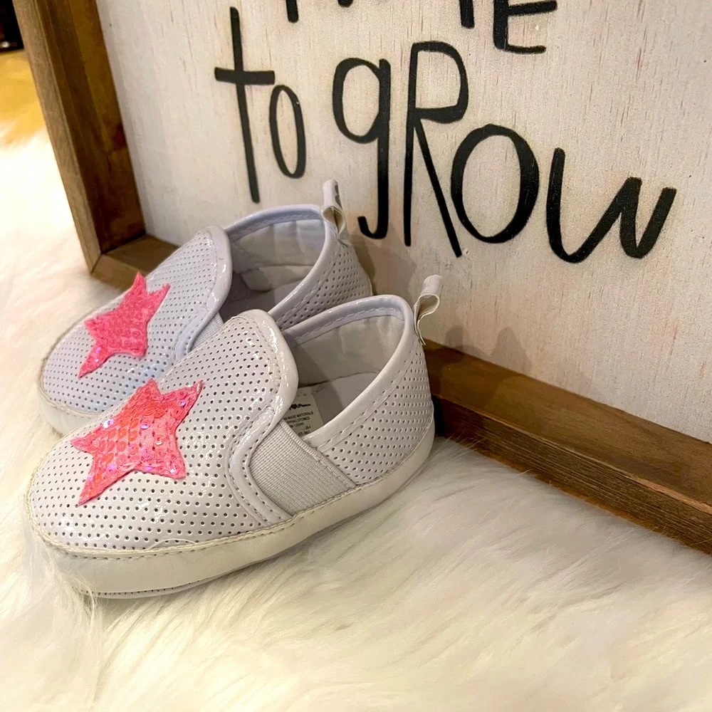 Stepping Stones Baby Girl Crib Shoes w/Star Size 3